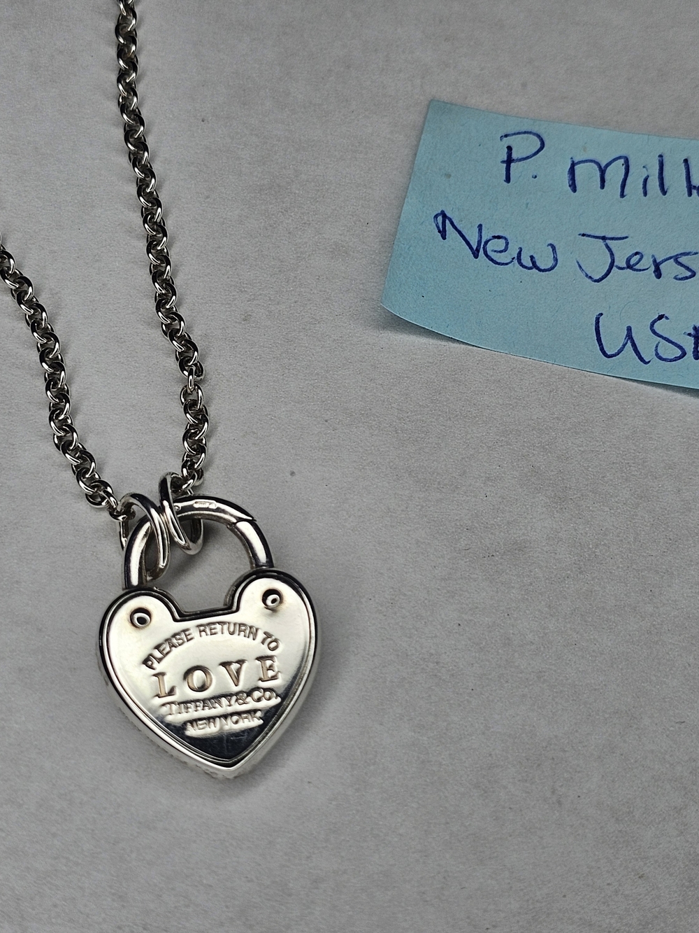 Tiffany & Co. Silver Heart Lock LOVE Pendant Necklace